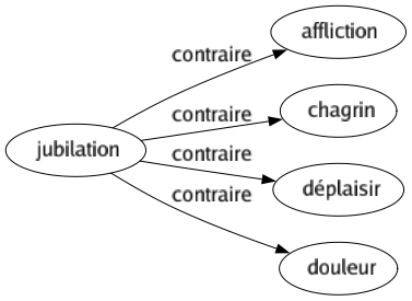 Contraire de Jubilation : Affliction Chagrin Déplaisir Douleur 