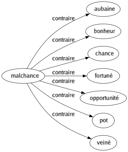 Contraire de Malchance : Aubaine Bonheur Chance Fortuné Opportunité Pot Veiné 
