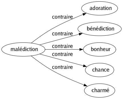 Contraire de Malédiction : Adoration Bénédiction Bonheur Chance Charmé 