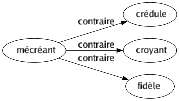 Contraire de Mécréant : Crédule Croyant Fidèle 