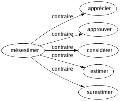 Contraire de Mésestimer : Apprécier Approuver Considérer Estimer Surestimer 