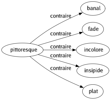 Contraire de Pittoresque : Banal Fade Incolore Insipide Plat 