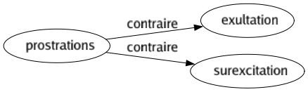 Contraire de Prostrations : Exultation Surexcitation 