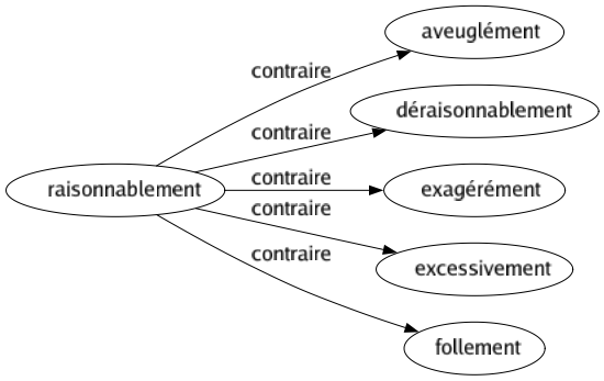 Contraire de Raisonnablement : Aveuglément Déraisonnablement Exagérément Excessivement Follement 