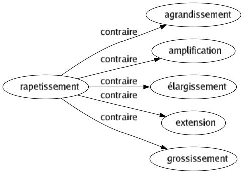 Contraire de Rapetissement : Agrandissement Amplification Élargissement Extension Grossissement 