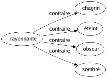 Contraire de Rayonnante : Chagrin Éteint Obscur Sombré 