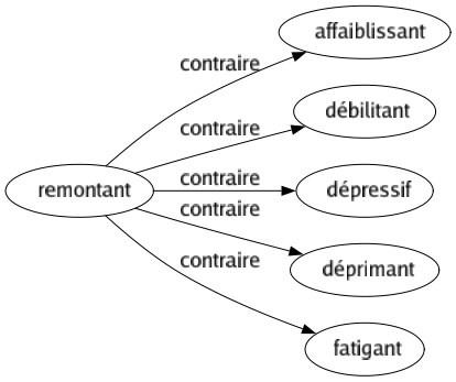 Contraire de Remontant : Affaiblissant Débilitant Dépressif Déprimant Fatigant 