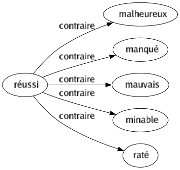 Contraire de Réussi : Malheureux Manqué Mauvais Minable Raté 
