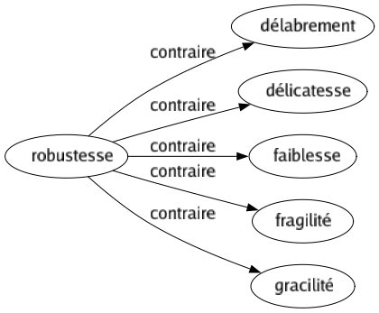 Contraire de Robustesse : Délabrement Délicatesse Faiblesse Fragilité Gracilité 