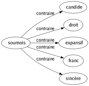 Contraire de Sournois : Candide Droit Expansif Franc Sincère 