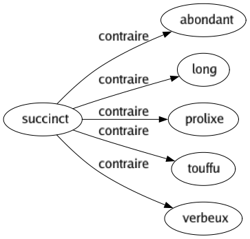 Contraire de Succinct : Abondant Long Prolixe Touffu Verbeux 
