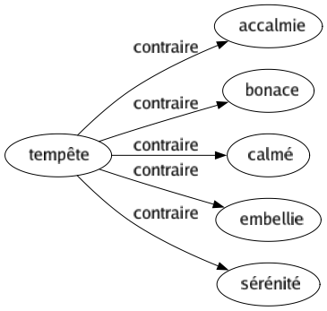 Contraire de Tempête : Accalmie Bonace Calmé Embellie Sérénité 
