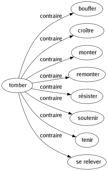 Contraire de Tomber : Bouffer Croître Monter Remonter Résister Soutenir Tenir Se relever 