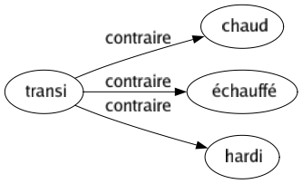 Contraire de Transi : Chaud Échauffé Hardi 
