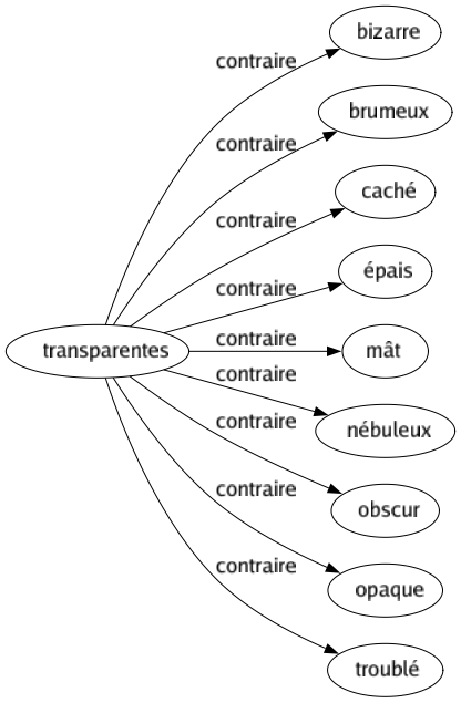 Contraire de Transparentes : Bizarre Brumeux Caché Épais Mât Nébuleux Obscur Opaque Troublé 