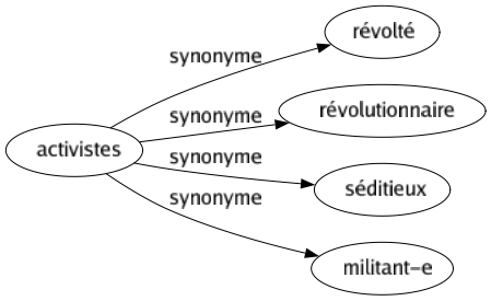 Synonyme de Activistes : Révolté Révolutionnaire Séditieux Militant-e 