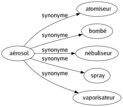 Synonyme de Aérosol : Atomiseur Bombé Nébuliseur Spray Vaporisateur 