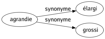 Synonyme de Agrandie : Élargi Grossi 