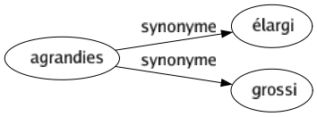 Synonyme de Agrandies : Élargi Grossi 