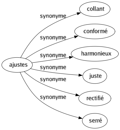 Synonyme de Ajustes : Collant Conformé Harmonieux Juste Rectifié Serré 