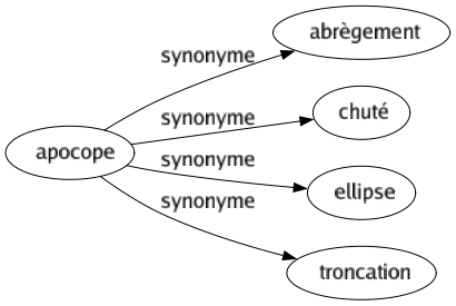 Synonyme de Apocope : Abrègement Chuté Ellipse Troncation 