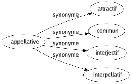 Synonyme de Appellative : Attractif Commun Interjectif Interpellatif 