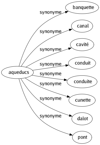 Synonyme de Aqueducs : Banquette Canal Cavité Conduit Conduite Cunette Dalot Pont 