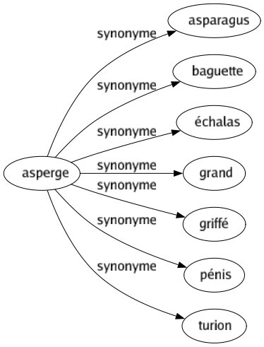 Synonyme de Asperge : Asparagus Baguette Échalas Grand Griffé Pénis Turion 