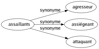 Synonyme de Assaillants : Agresseur Assiégeant Attaquant 