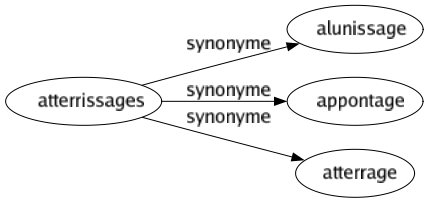 Synonyme de Atterrissages : Alunissage Appontage Atterrage 