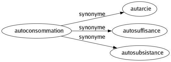 Synonyme de Autoconsommation : Autarcie Autosuffisance Autosubsistance 