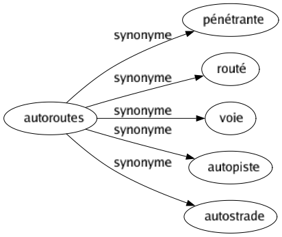 Synonyme de Autoroutes : Pénétrante Routé Voie Autopiste Autostrade 