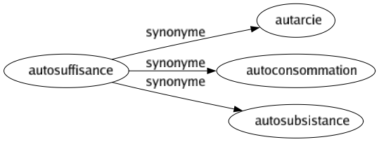 Synonyme de Autosuffisance : Autarcie Autoconsommation Autosubsistance 