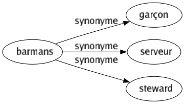 Synonyme de Barmans : Garçon Serveur Steward 