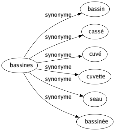 Synonyme de Bassines : Bassin Cassé Cuvé Cuvette Seau Bassinée 