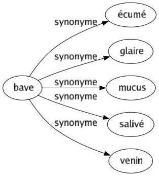 Synonyme de Bave : Écumé Glaire Mucus Salivé Venin 