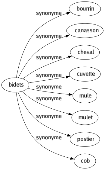 Synonyme de Bidets : Bourrin Canasson Cheval Cuvette Mule Mulet Postier Cob 