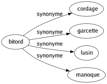 Synonyme de Bitord : Cordage Garcette Lusin Manoque 