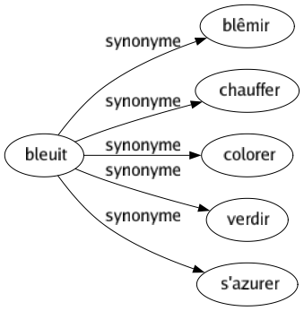 Synonyme de Bleuit : Blêmir Chauffer Colorer Verdir S'azurer 