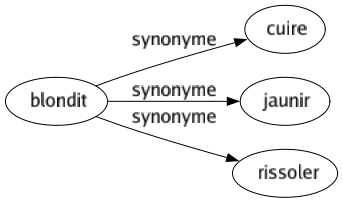 Synonyme de Blondit : Cuire Jaunir Rissoler 