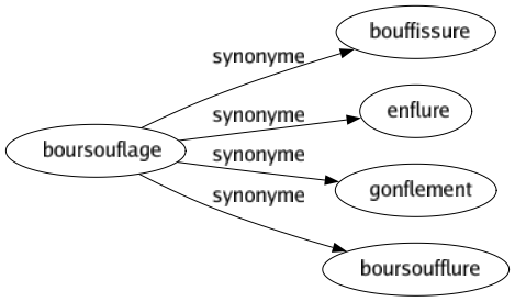 Synonyme de Boursouflage : Bouffissure Enflure Gonflement Boursoufflure 