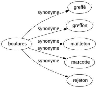 Synonyme de Boutures : Greffé Greffon Mailleton Marcotte Rejeton 