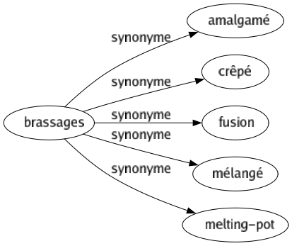 Synonyme de Brassages : Amalgamé Crêpé Fusion Mélangé Melting-pot 