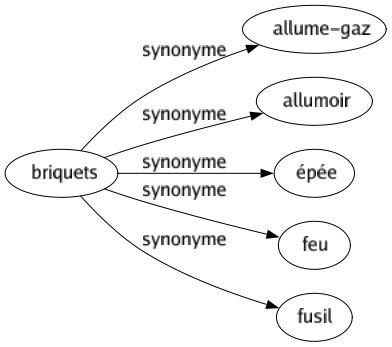 Synonyme de Briquets : Allume-gaz Allumoir Épée Feu Fusil 