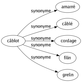 Synonyme de Câblot : Amarré Câblé Cordage Filin Grelin 