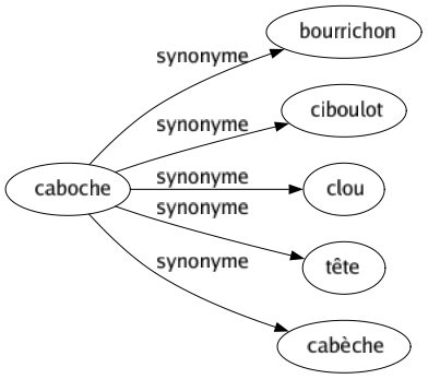 Synonyme de Caboche : Bourrichon Ciboulot Clou Tête Cabèche 