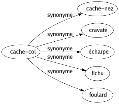 Synonyme de Cache-col : Cache-nez Cravaté Écharpe Fichu Foulard 
