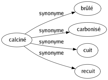 Synonyme de Calciné : Brûlé Carbonisé Cuit Recuit 