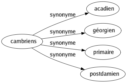 Synonyme de Cambriens : Acadien Géorgien Primaire Postdamien 