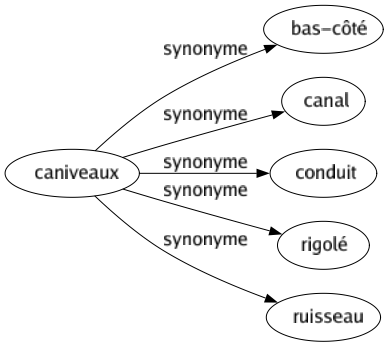 Synonyme de Caniveaux : Bas-côté Canal Conduit Rigolé Ruisseau 